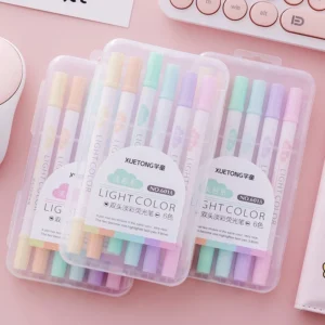 Set Of 6 Creative Dual Tip Candy Color Highlighters