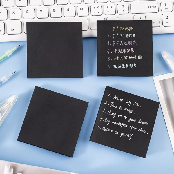 Black Sticky Notes Memo Pad