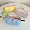 Korean Style Checkered Bow Pencil Case